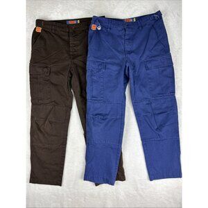 Empyre Cargo Pants Men Size 28 Lot Of 2 Pair Dark Brown Blue Double Knee Cotton